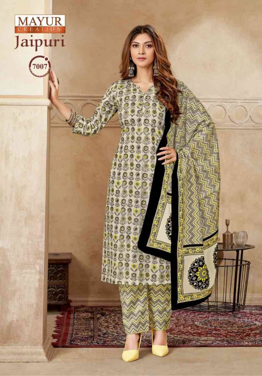 Jaipuri Vol-7 By Mayur Creation 7001 To 7010 Series Beautiful Festive Suits Stylish Fancy Colorful Casual Wear & Ethnic Wear Cotton Print Dresses At Wholesale Price