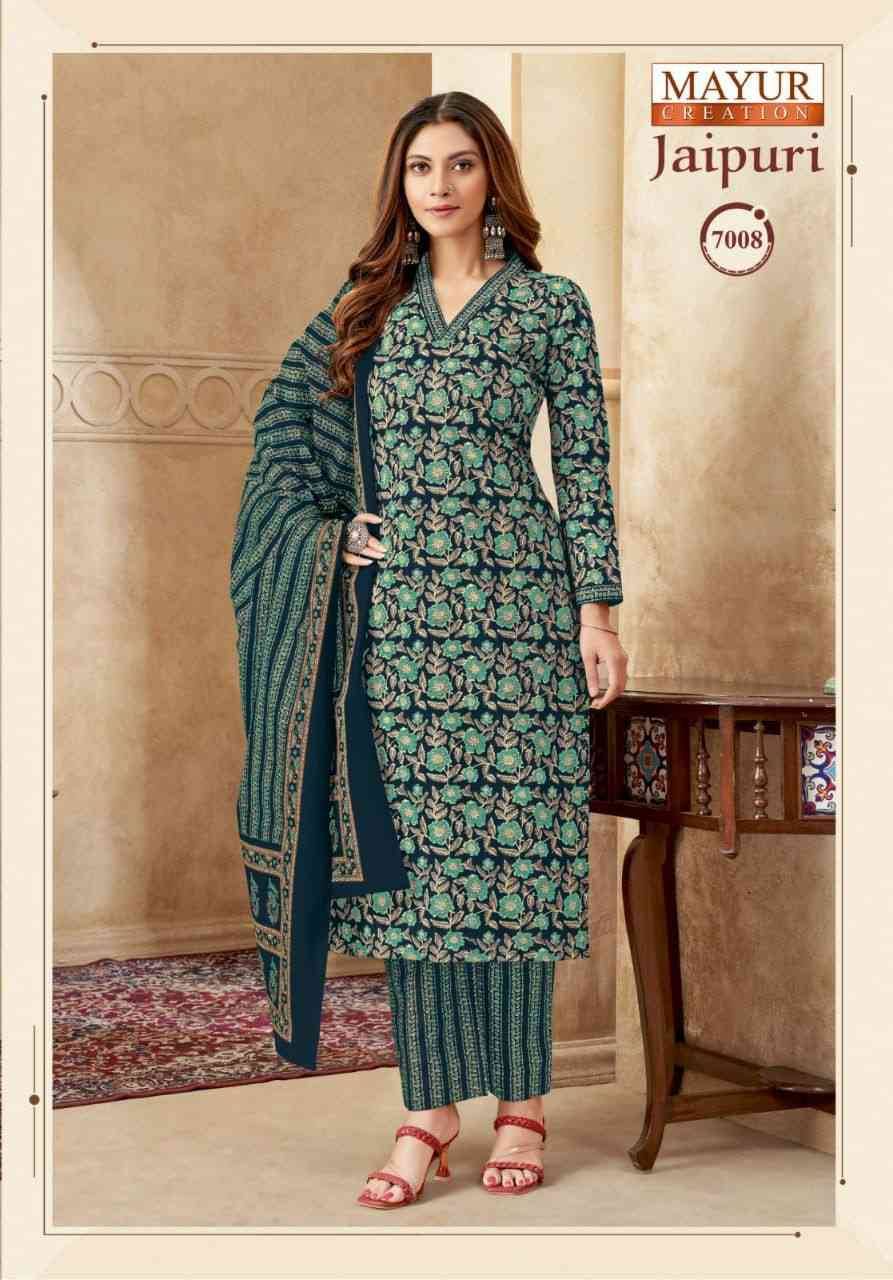 Jaipuri Vol-7 By Mayur Creation 7001 To 7010 Series Beautiful Festive Suits Stylish Fancy Colorful Casual Wear & Ethnic Wear Cotton Print Dresses At Wholesale Price