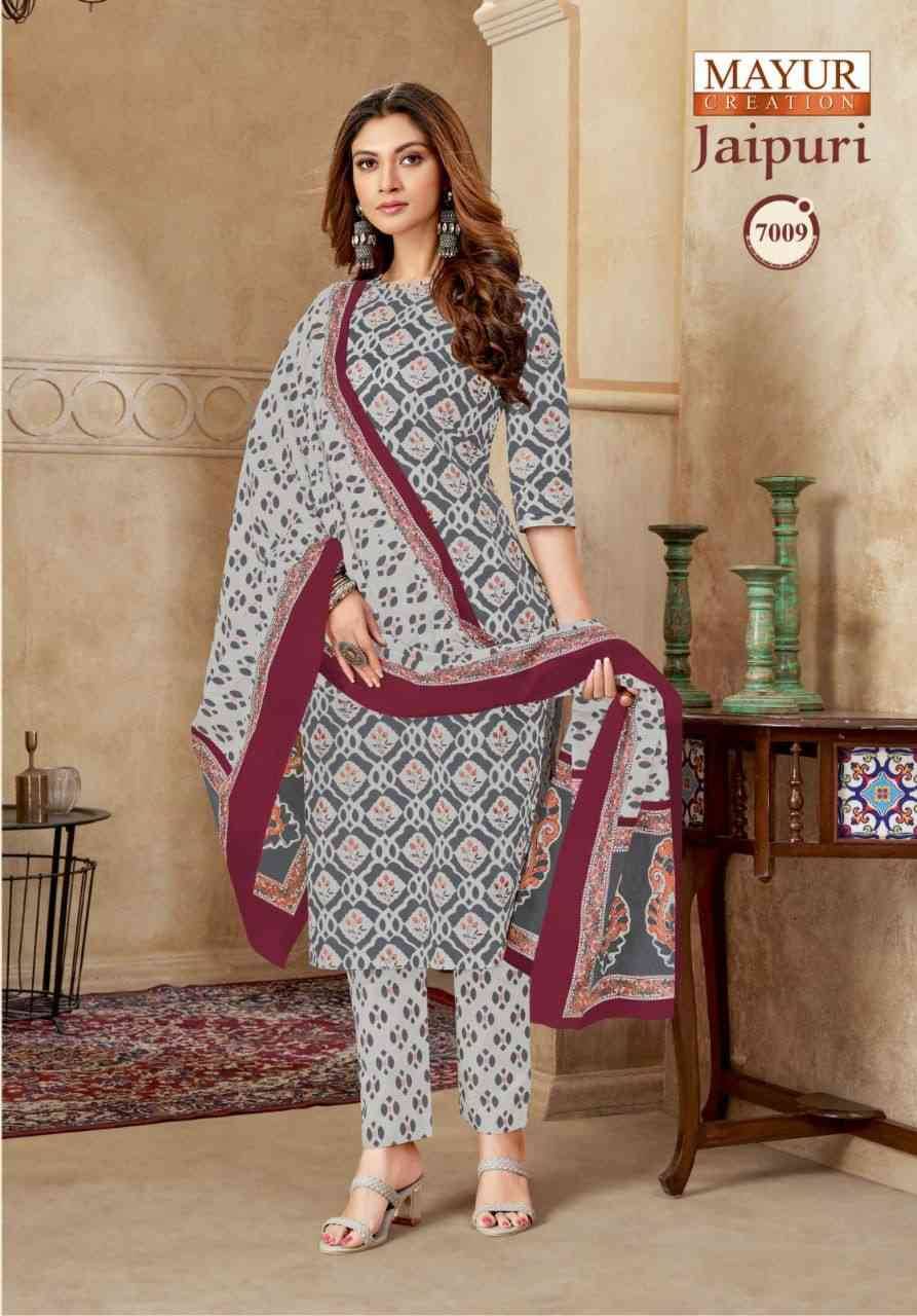 Jaipuri Vol-7 By Mayur Creation 7001 To 7010 Series Beautiful Festive Suits Stylish Fancy Colorful Casual Wear & Ethnic Wear Cotton Print Dresses At Wholesale Price