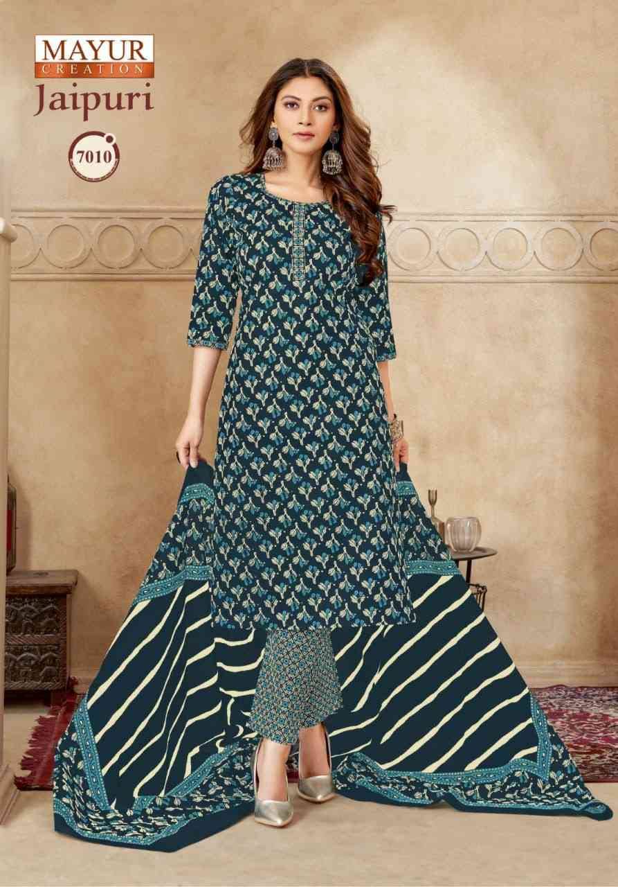 Jaipuri Vol-7 By Mayur Creation 7001 To 7010 Series Beautiful Festive Suits Stylish Fancy Colorful Casual Wear & Ethnic Wear Cotton Print Dresses At Wholesale Price