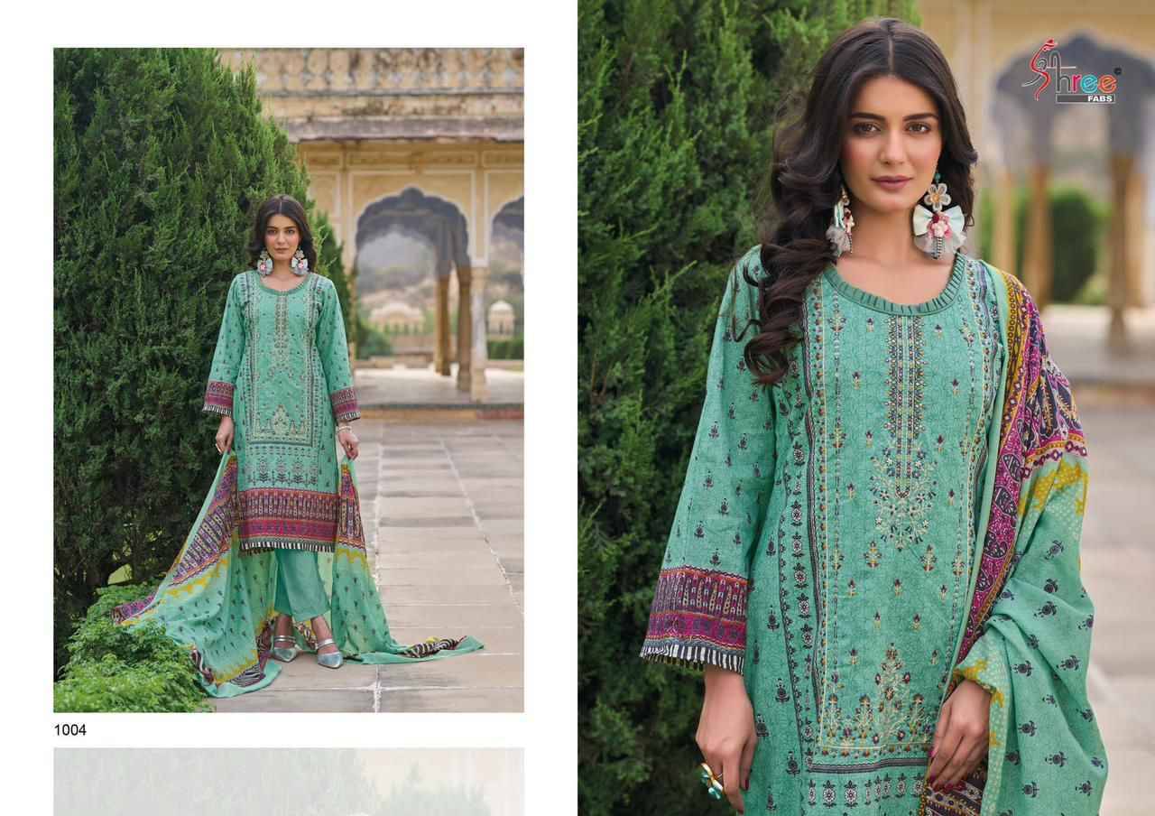 Shanaya By Shree Fabs 1001 To 1005 Series Designer Festive Suits Beautiful Stylish Fancy Colorful Party Wear & Occasional Wear Pure Cotton Print Embroidered Dresses At Wholesale Price