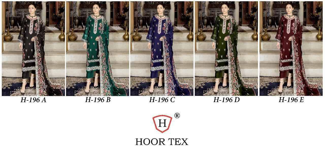 Hoor Tex Hit Design H-196 Colours By Hoor Tex H-196-A To H-196-E Series Designer Festive Pakistani Suits Collection Beautiful Stylish Fancy Colorful Party Wear & Occasional Wear Georgette With Embroidered Dresses At Wholesale Price