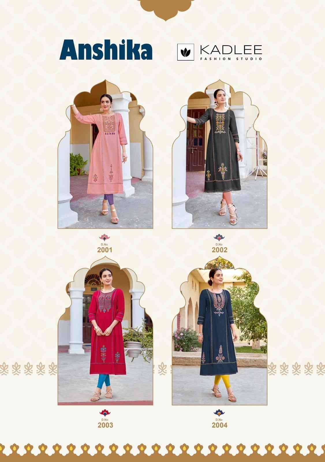 Anshika By Kadlee 2001 To 2004 Series Designer Stylish Fancy Colorful Beautiful Party Wear & Ethnic Wear Collection Rayon With Work Kurtis At Wholesale Price