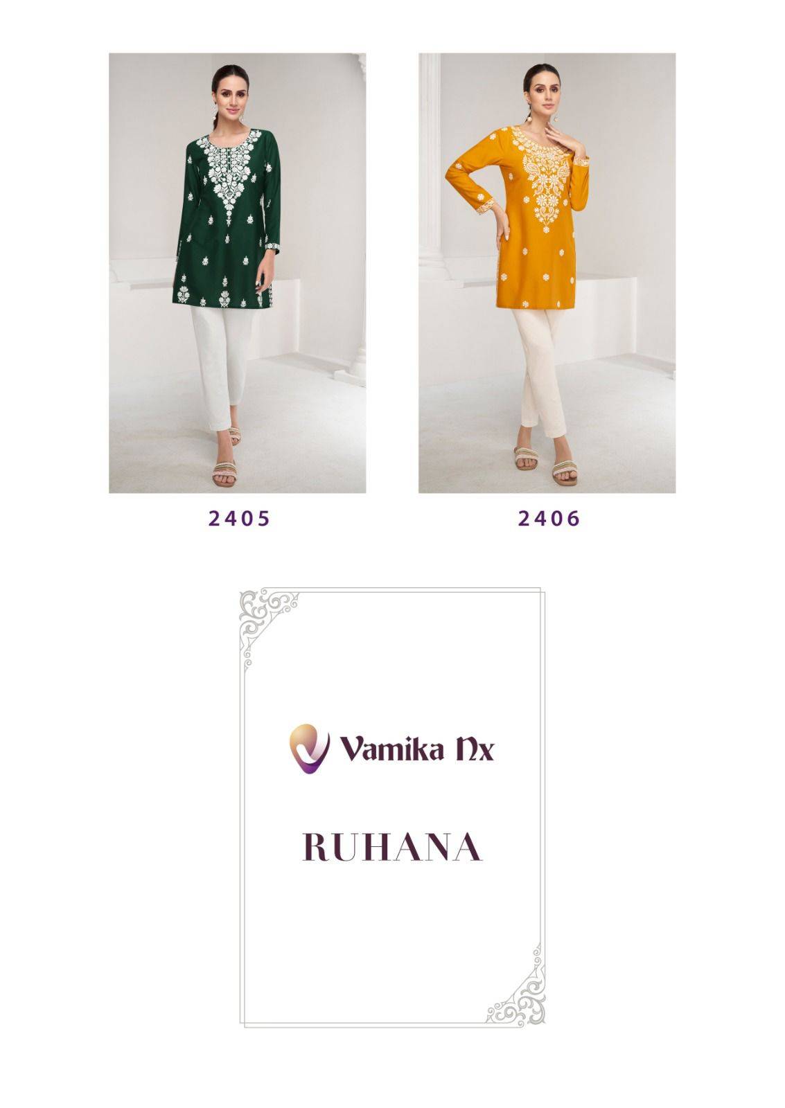 Ruhana By Vamika 2401 To 2406 Series Designer Stylish Fancy Colorful Beautiful Party Wear & Ethnic Wear Collection Rayon With Work Kurtis At Wholesale Price