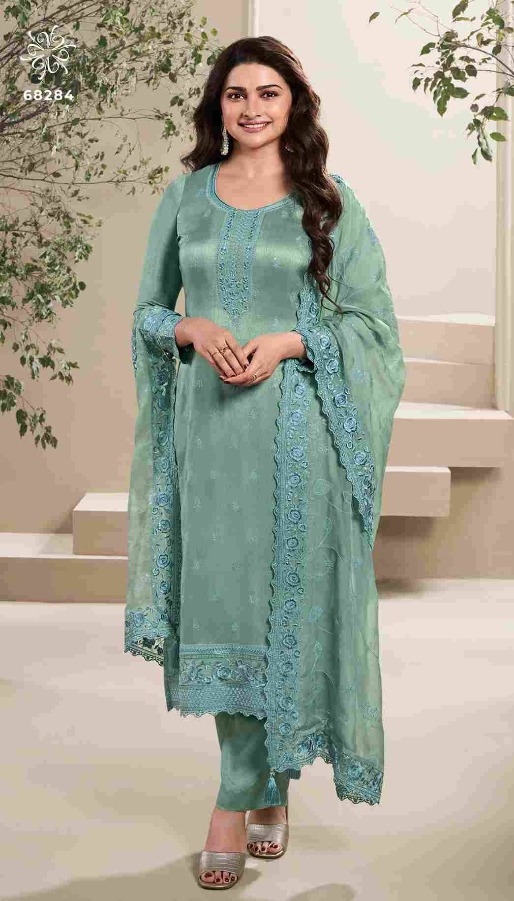 Nutan By Vinay Fashion 68281 To 68285 Series Designer Festive Sharara Suits Collection Beautiful Stylish Fancy Colorful Party Wear & Occasional Wear Dola Silk Dresses At Wholesale Price