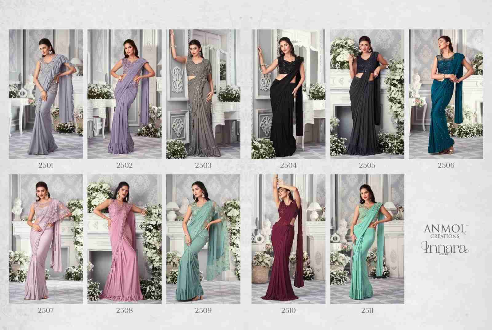 Innara Vol-4 By Anmol Creation 2501 To 2511 Series Indian Traditional Wear Collection Beautiful Stylish Fancy Colorful Party Wear & Occasional Wear Lycra Sarees At Wholesale Price