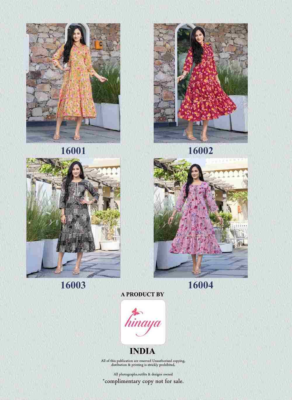 Rashi Vol-16 By Hinaya 16001 To 16004 Series Designer Stylish Fancy Colorful Beautiful Party Wear & Ethnic Wear Collection Rayon With Work Kurtis At Wholesale Price