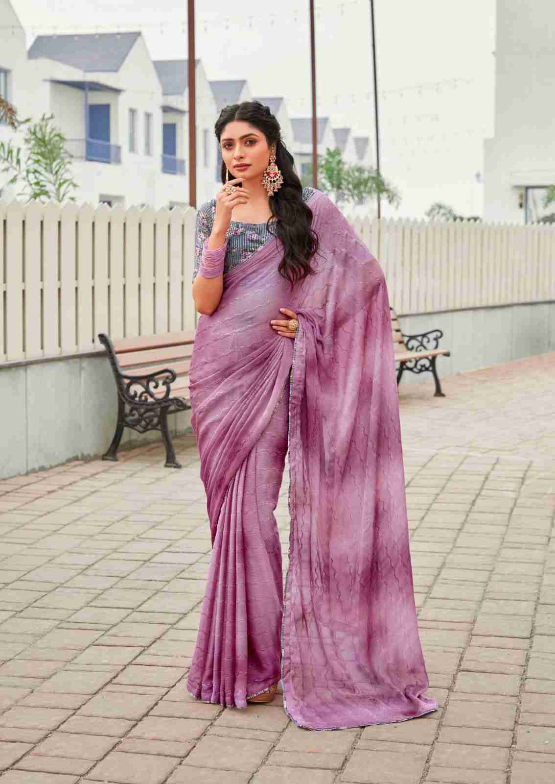 Oliva By Stavan 101 To 110 Series Indian Traditional Wear Collection Beautiful Stylish Fancy Colorful Party Wear & Occasional Wear Chiffon Sarees At Wholesale Price