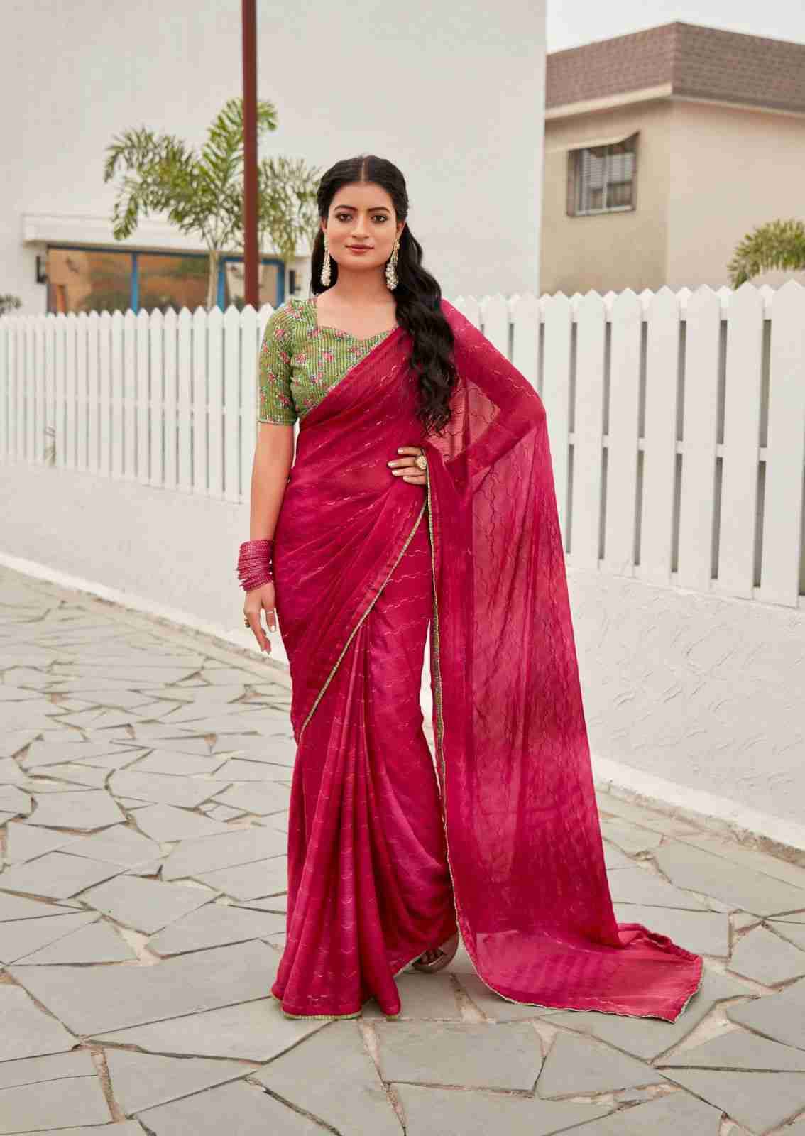 Oliva By Stavan 101 To 110 Series Indian Traditional Wear Collection Beautiful Stylish Fancy Colorful Party Wear & Occasional Wear Chiffon Sarees At Wholesale Price