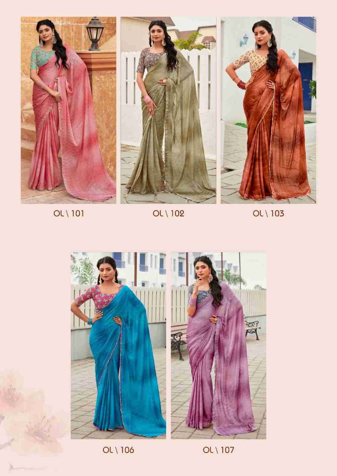 Oliva By Stavan 101 To 110 Series Indian Traditional Wear Collection Beautiful Stylish Fancy Colorful Party Wear & Occasional Wear Chiffon Sarees At Wholesale Price