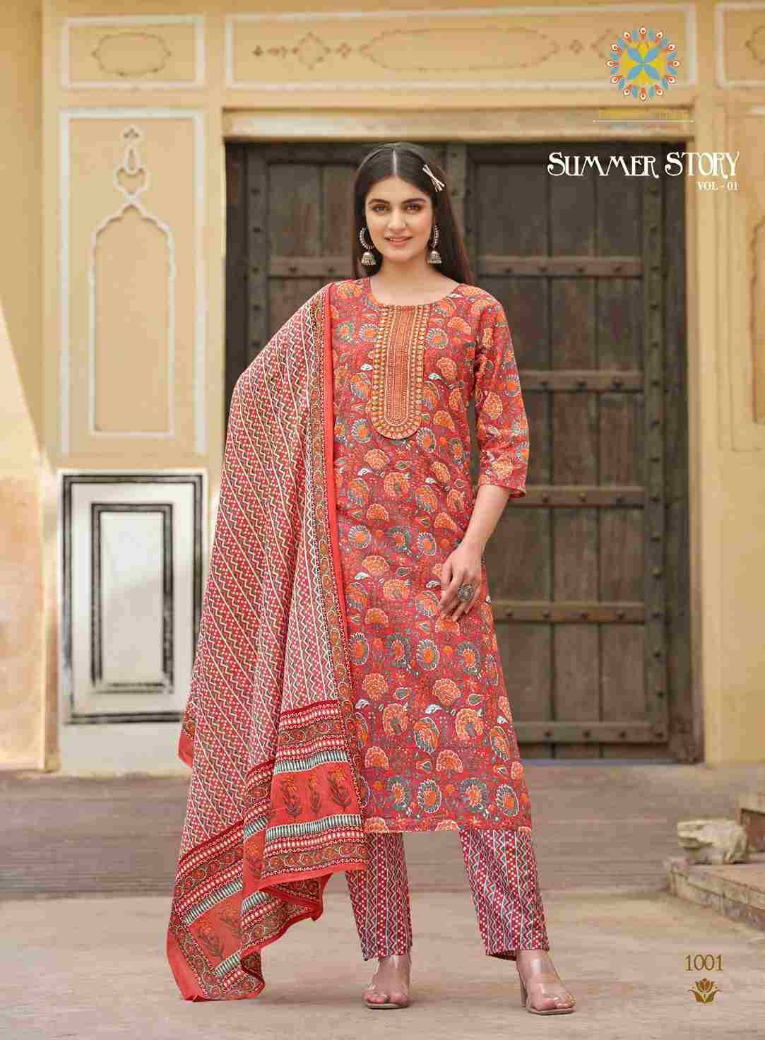 Summer Stody Vol-1 By Passion Tree 1001 To 1007 Series Festive Suits Beautiful Fancy Colorful Stylish Party Wear & Occasional Wear Heavy Cotton Print Dresses At Wholesale Price