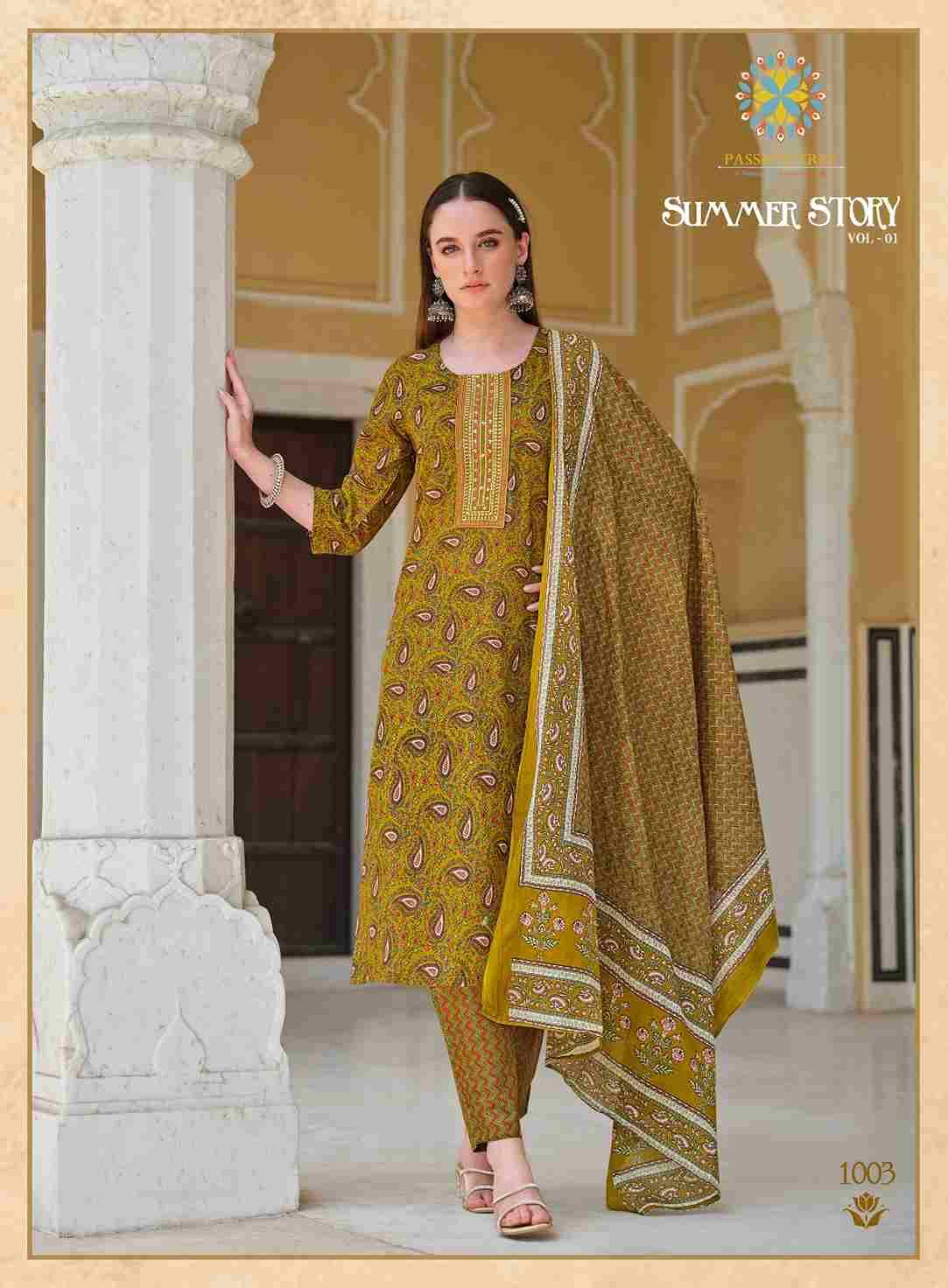 Summer Stody Vol-1 By Passion Tree 1001 To 1007 Series Festive Suits Beautiful Fancy Colorful Stylish Party Wear & Occasional Wear Heavy Cotton Print Dresses At Wholesale Price