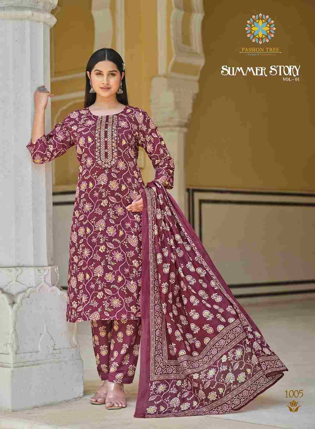 Summer Stody Vol-1 By Passion Tree 1001 To 1007 Series Festive Suits Beautiful Fancy Colorful Stylish Party Wear & Occasional Wear Heavy Cotton Print Dresses At Wholesale Price