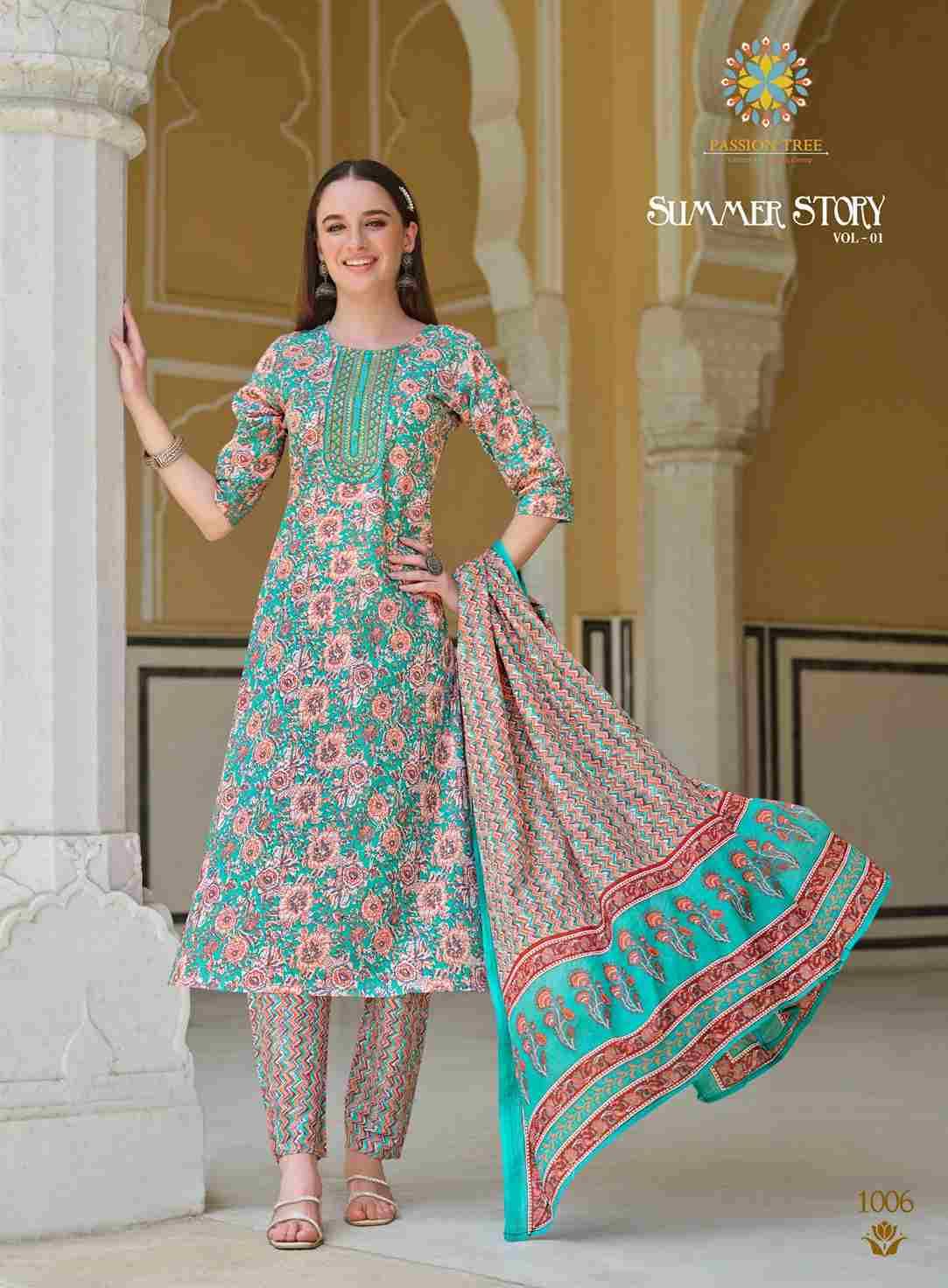 Summer Stody Vol-1 By Passion Tree 1001 To 1007 Series Festive Suits Beautiful Fancy Colorful Stylish Party Wear & Occasional Wear Heavy Cotton Print Dresses At Wholesale Price