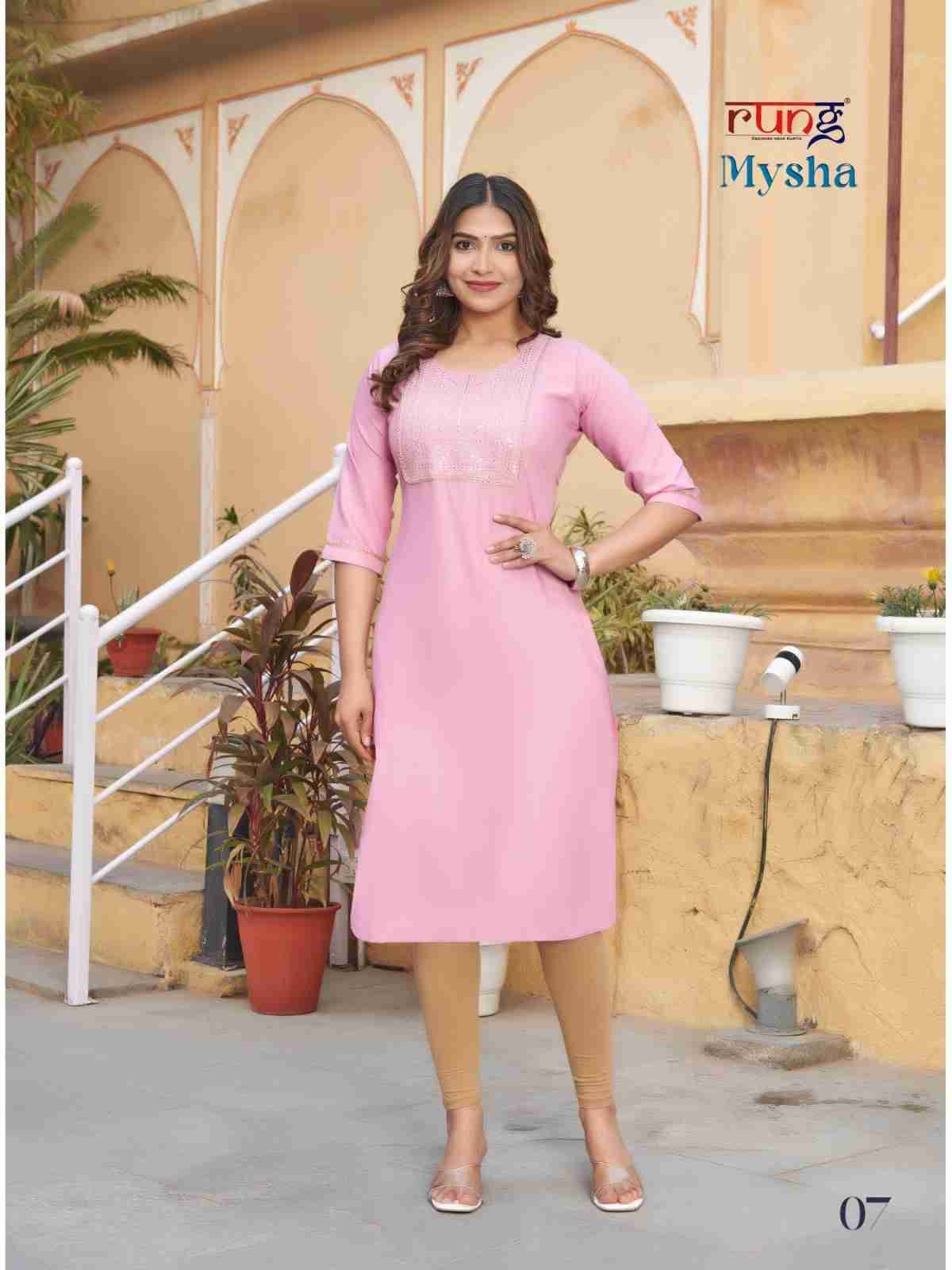 Mysha By Rung 01 To 08 Series Designer Stylish Fancy Colorful Beautiful Party Wear & Ethnic Wear Collection Rayon With Work Kurtis At Wholesale Price