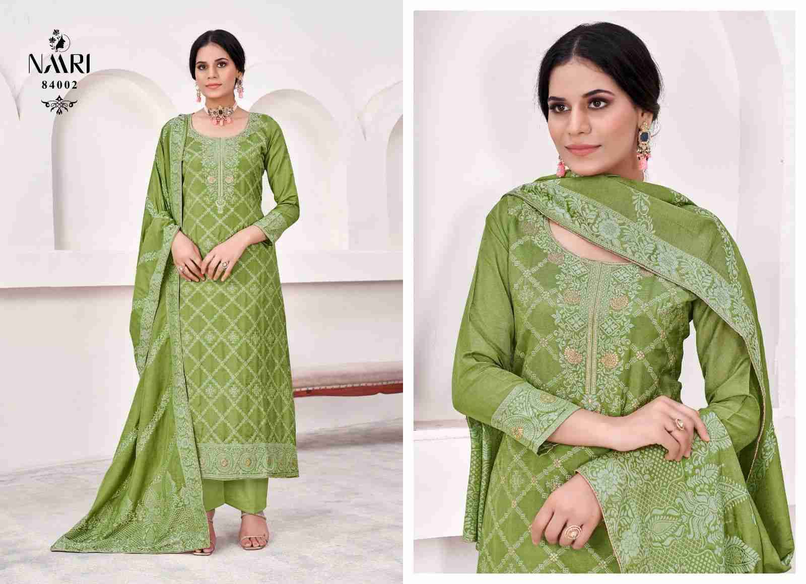 Samaa By Naari 84001 To 84004 Series Beautiful Stylish Festive Suits Fancy Colorful Casual Wear & Ethnic Wear & Ready To Wear Pure Muslin Jacquard Print Dresses At Wholesale Price