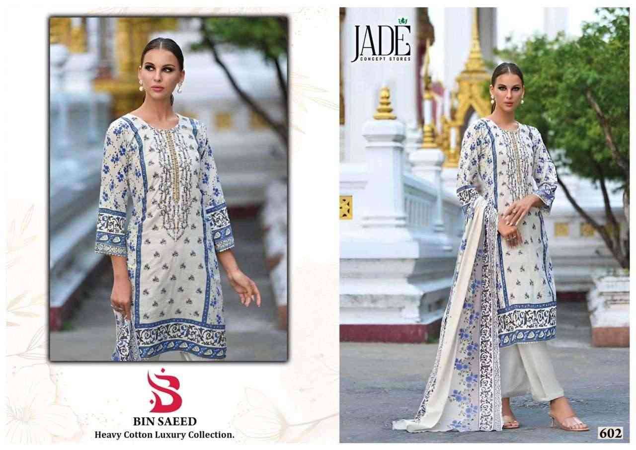 Bin Saeed Vol-6 By Jade 601 To 606 Series Beautiful Festive Suits Stylish Fancy Colorful Casual Wear & Ethnic Wear Pure Lawn Cotton Print Dresses At Wholesale Price