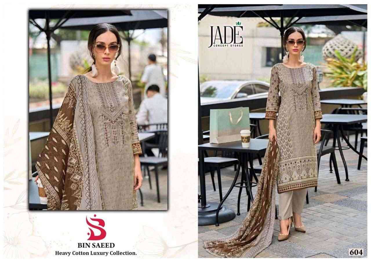 Bin Saeed Vol-6 By Jade 601 To 606 Series Beautiful Festive Suits Stylish Fancy Colorful Casual Wear & Ethnic Wear Pure Lawn Cotton Print Dresses At Wholesale Price