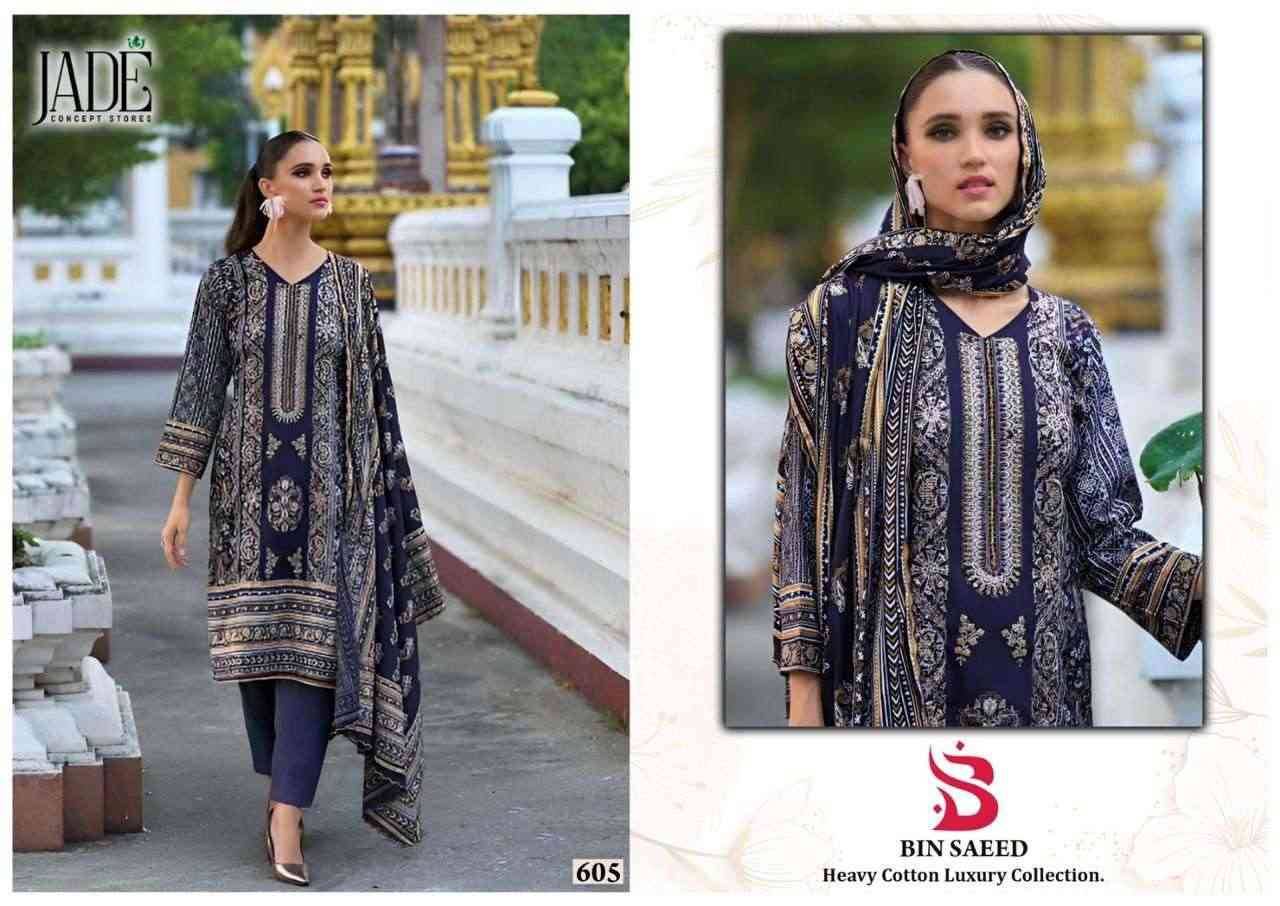 Bin Saeed Vol-6 By Jade 601 To 606 Series Beautiful Festive Suits Stylish Fancy Colorful Casual Wear & Ethnic Wear Pure Lawn Cotton Print Dresses At Wholesale Price