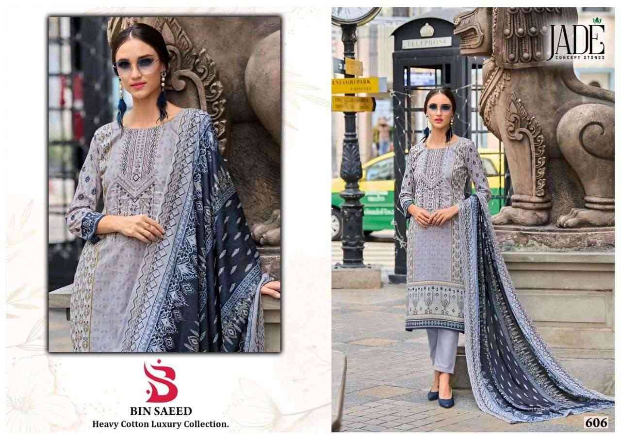 Bin Saeed Vol-6 By Jade 601 To 606 Series Beautiful Festive Suits Stylish Fancy Colorful Casual Wear & Ethnic Wear Pure Lawn Cotton Print Dresses At Wholesale Price