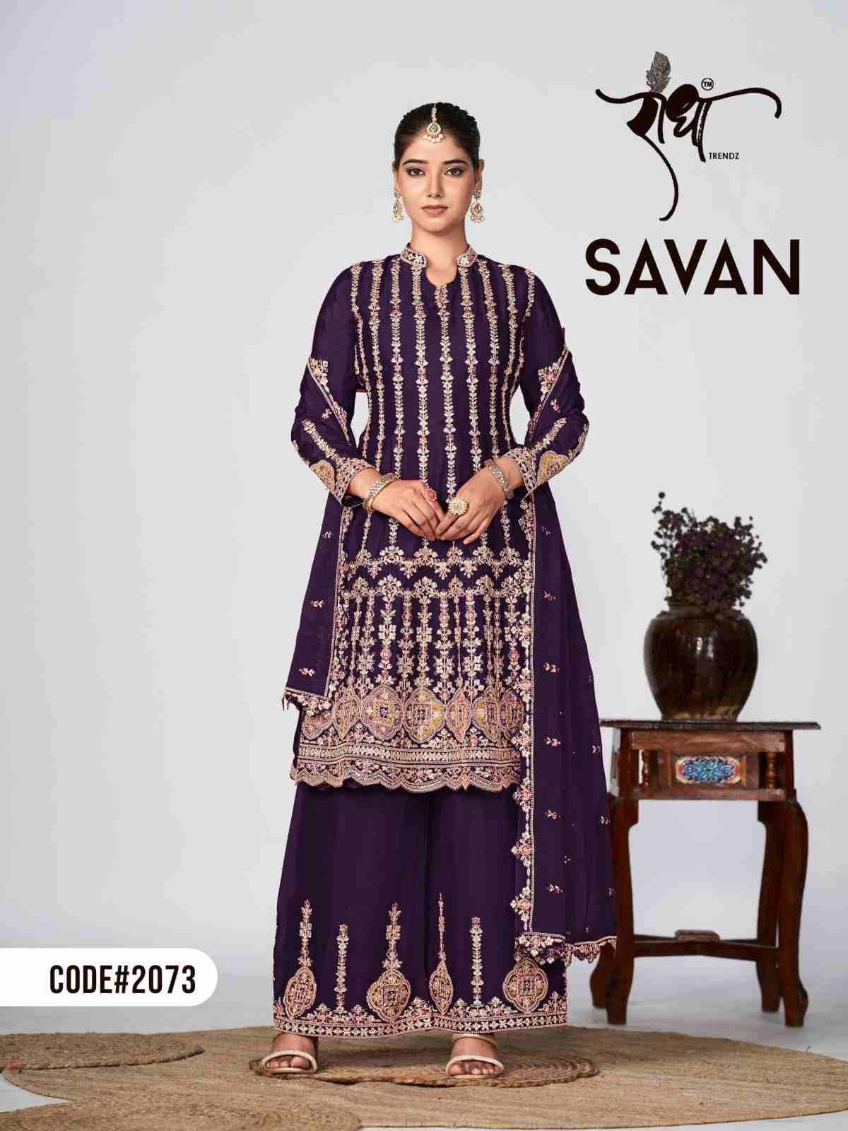 Savan By Radha Trendz 2071 To 2075 Series Beautiful Sharara Suits Colorful Stylish Fancy Casual Wear & Ethnic Wear Pure Chinnon Dresses At Wholesale Price