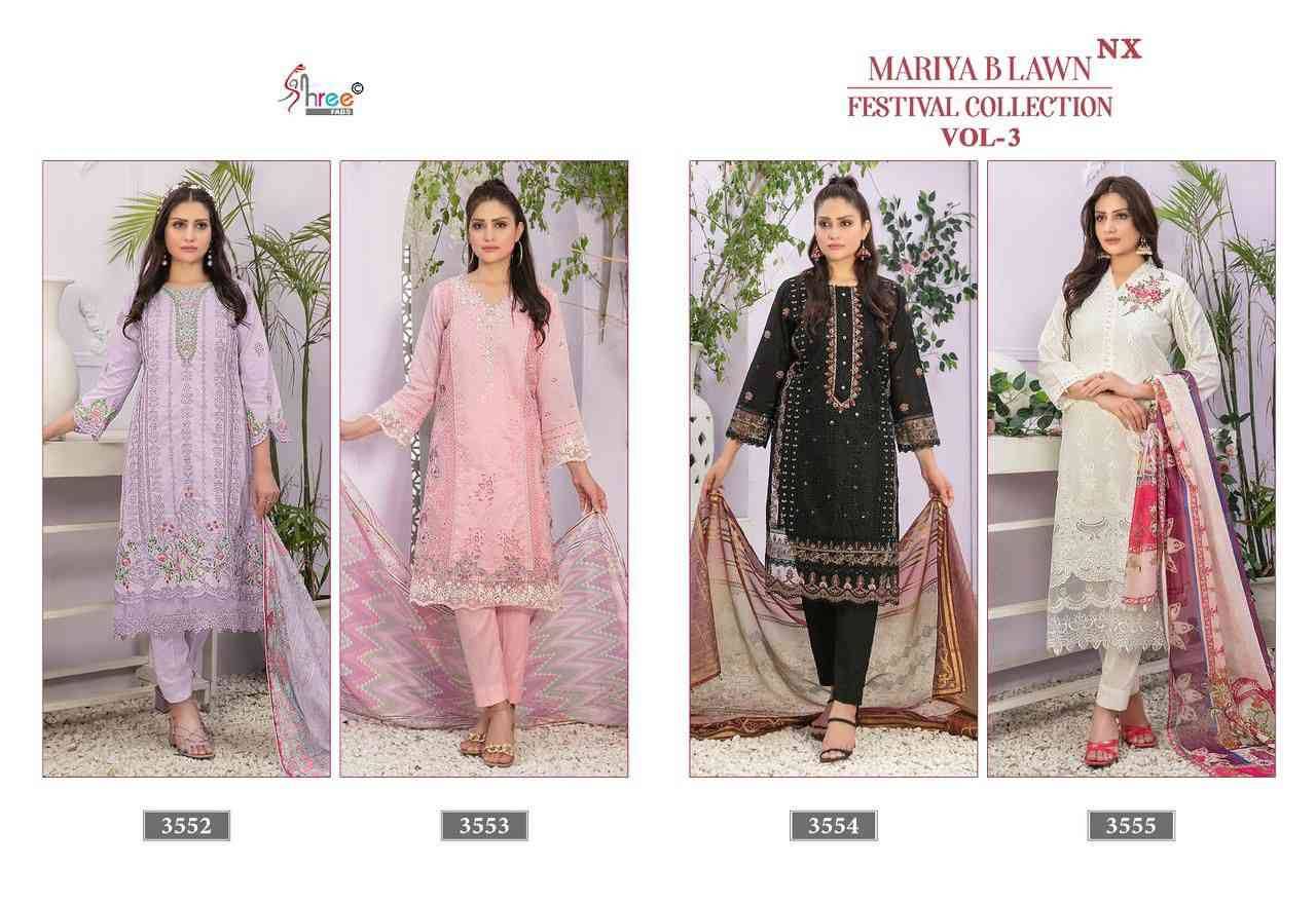 Mariya B Lawn Festival Collection Vol-3 Nx By Shree Fabs 3552 To 3555 Series Designer Pakistani Suits Beautiful Stylish Fancy Colorful Party Wear & Occasional Wear Pure Lawn Cotton Print Embroidered Dresses At Wholesale Price