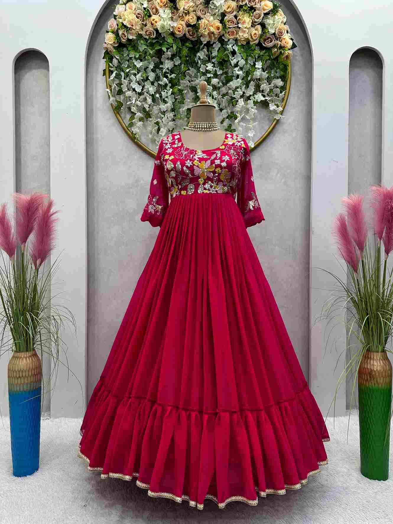 5696 By Fashid Wholesale 01 To 03 Series Beautiful Stylish Fancy Colorful Casual Wear & Ethnic Wear Faux Georgette Gowns At Wholesale Price