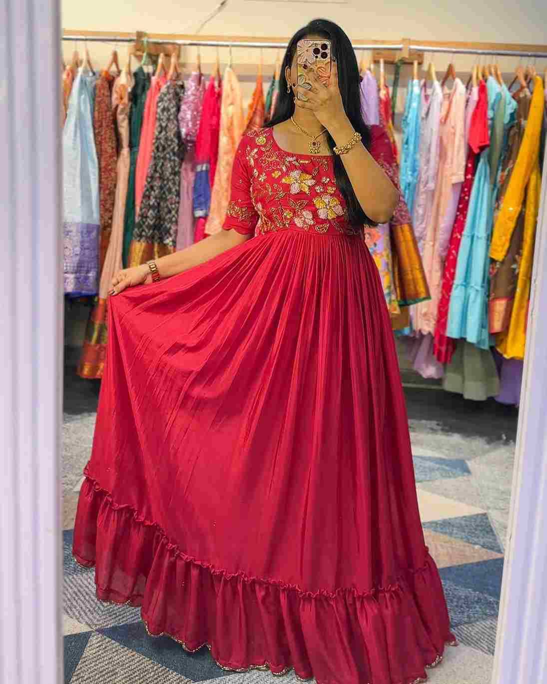 5696 By Fashid Wholesale 01 To 03 Series Beautiful Stylish Fancy Colorful Casual Wear & Ethnic Wear Faux Georgette Gowns At Wholesale Price