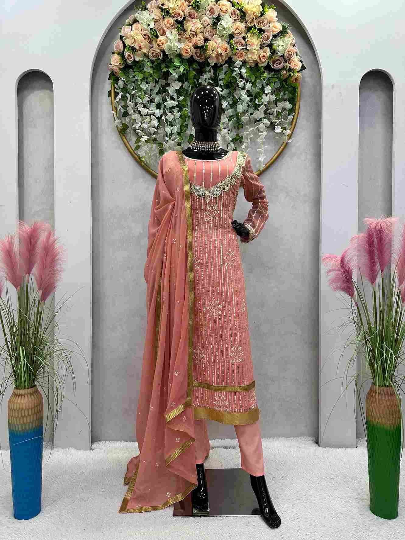 5698 By Fashid Wholesale Beautiful Festive Suits Fancy Colorful Casual Wear & Ethnic Wear & Ready To Wear Faux Georgette Dresses At Wholesale Price