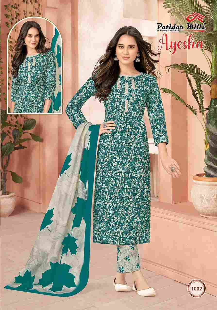 Ayesha By Patidar Mills 1001 To 1010 Series Beautiful Festive Suits Stylish Fancy Colorful Casual Wear & Ethnic Wear Pure Cotton Print Dresses At Wholesale Price