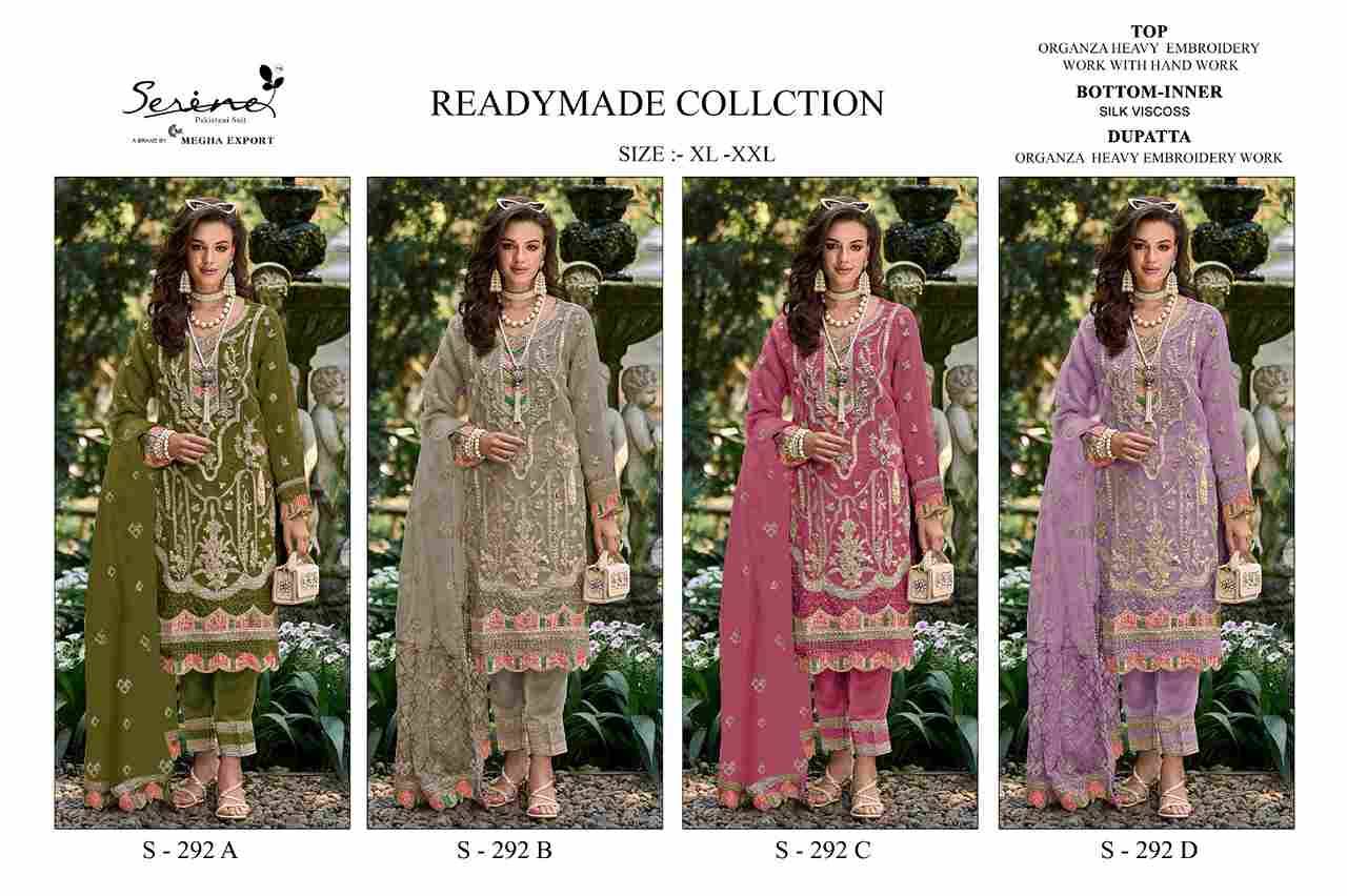 Serene Hit Design S-292 Colours By Serene S-292-A To S-292-D Series Designer Pakistani Suits Beautiful Fancy Colorful Stylish Party Wear & Occasional Wear Heavy Organza Embroidered Dresses At Wholesale Price
