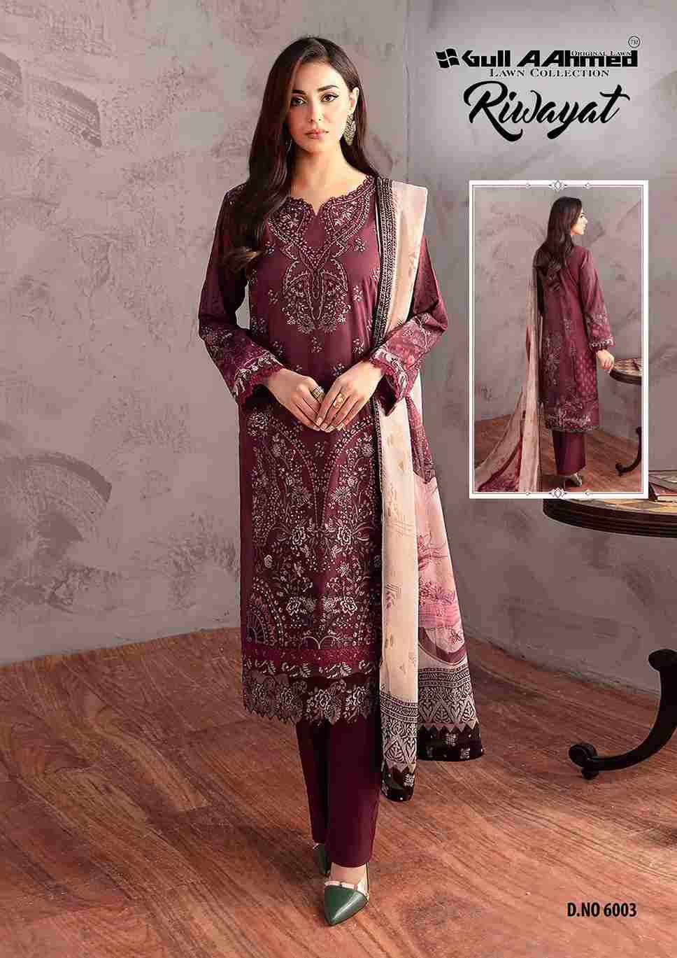 Riwayat Vol-6 By Gull Aahmed 6001 To 6006 Series Beautiful Festive Suits Stylish Fancy Colorful Casual Wear & Ethnic Wear Pure Lawn Embroidered Dresses At Wholesale Price