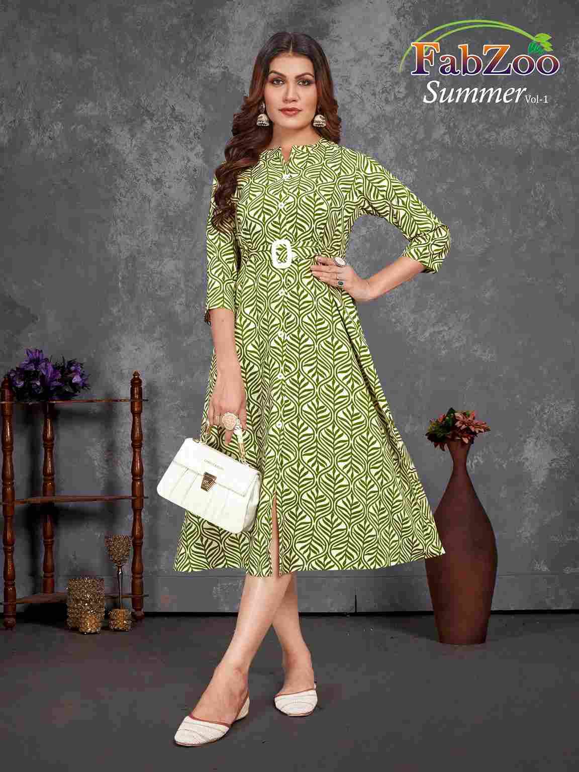 Summer Vol-1 By Fab Zoo 1001 To 1006 Series Designer Stylish Fancy Colorful Beautiful Party Wear & Ethnic Wear Collection Rayon Print Kurtis At Wholesale Price