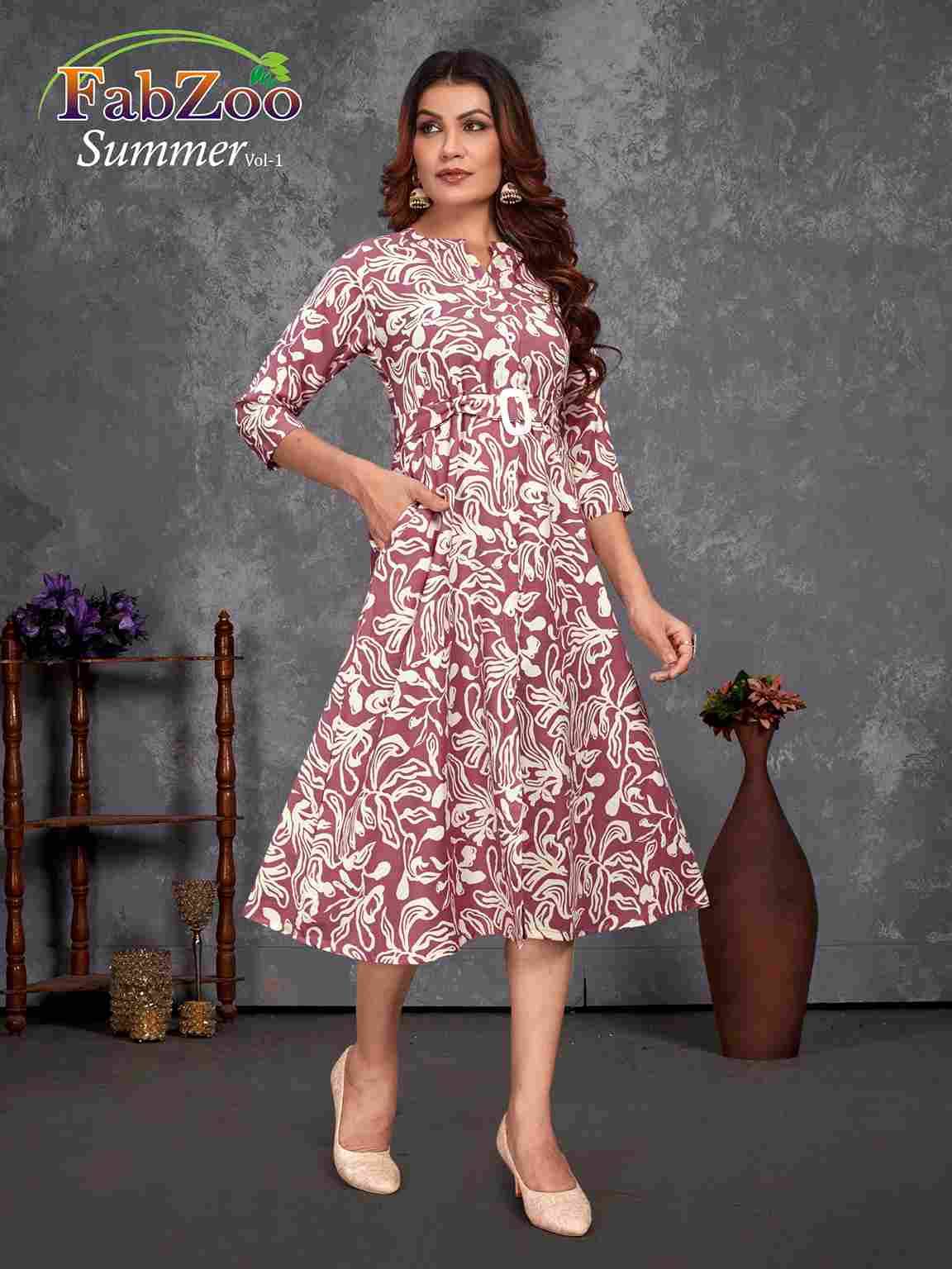 Summer Vol-1 By Fab Zoo 1001 To 1006 Series Designer Stylish Fancy Colorful Beautiful Party Wear & Ethnic Wear Collection Rayon Print Kurtis At Wholesale Price