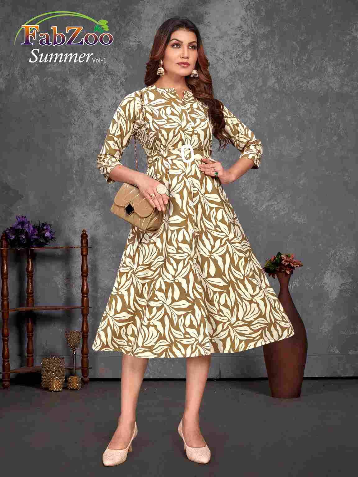 Summer Vol-1 By Fab Zoo 1001 To 1006 Series Designer Stylish Fancy Colorful Beautiful Party Wear & Ethnic Wear Collection Rayon Print Kurtis At Wholesale Price