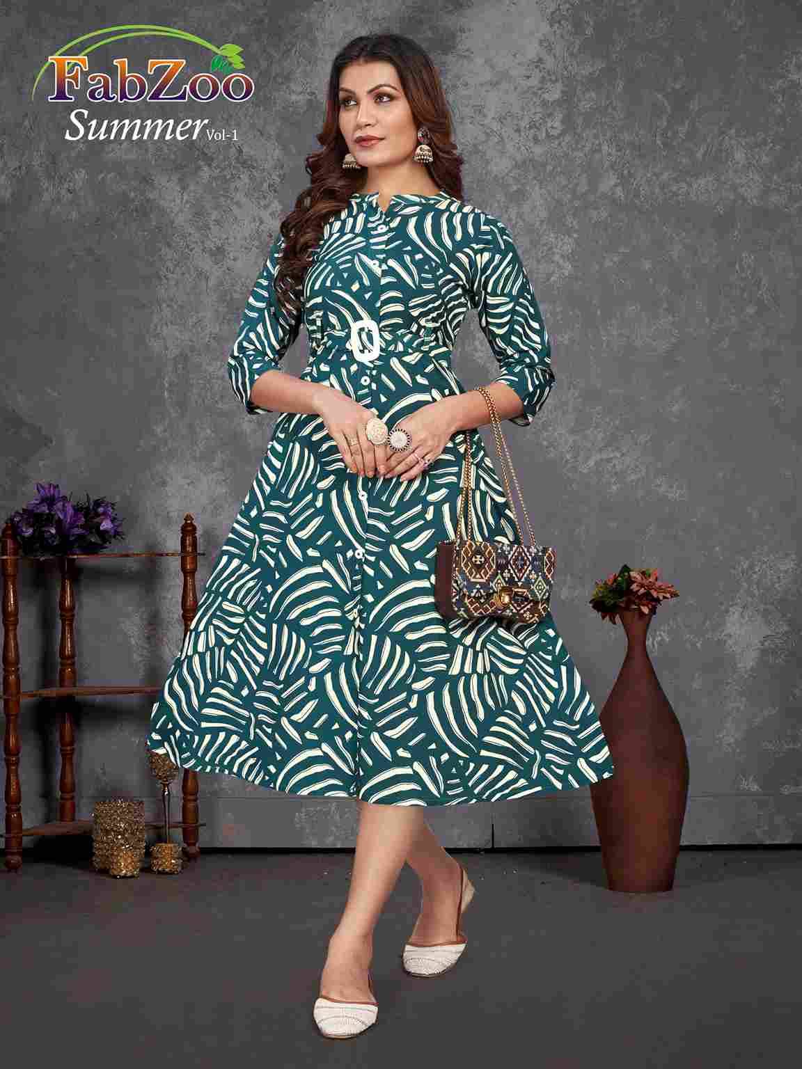 Summer Vol-1 By Fab Zoo 1001 To 1006 Series Designer Stylish Fancy Colorful Beautiful Party Wear & Ethnic Wear Collection Rayon Print Kurtis At Wholesale Price