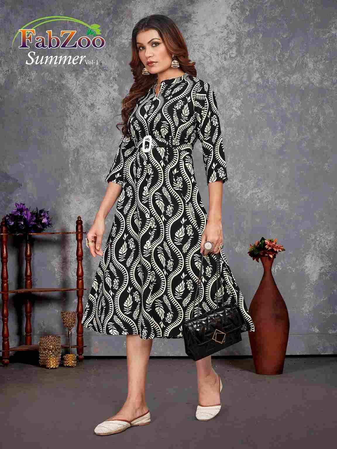 Summer Vol-1 By Fab Zoo 1001 To 1006 Series Designer Stylish Fancy Colorful Beautiful Party Wear & Ethnic Wear Collection Rayon Print Kurtis At Wholesale Price