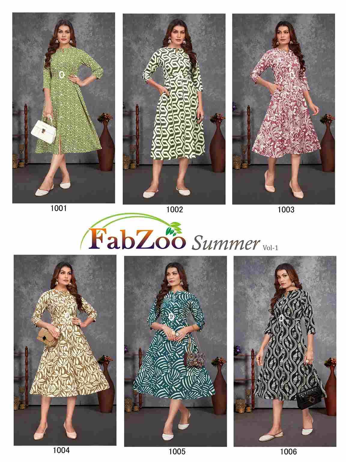 Summer Vol-1 By Fab Zoo 1001 To 1006 Series Designer Stylish Fancy Colorful Beautiful Party Wear & Ethnic Wear Collection Rayon Print Kurtis At Wholesale Price