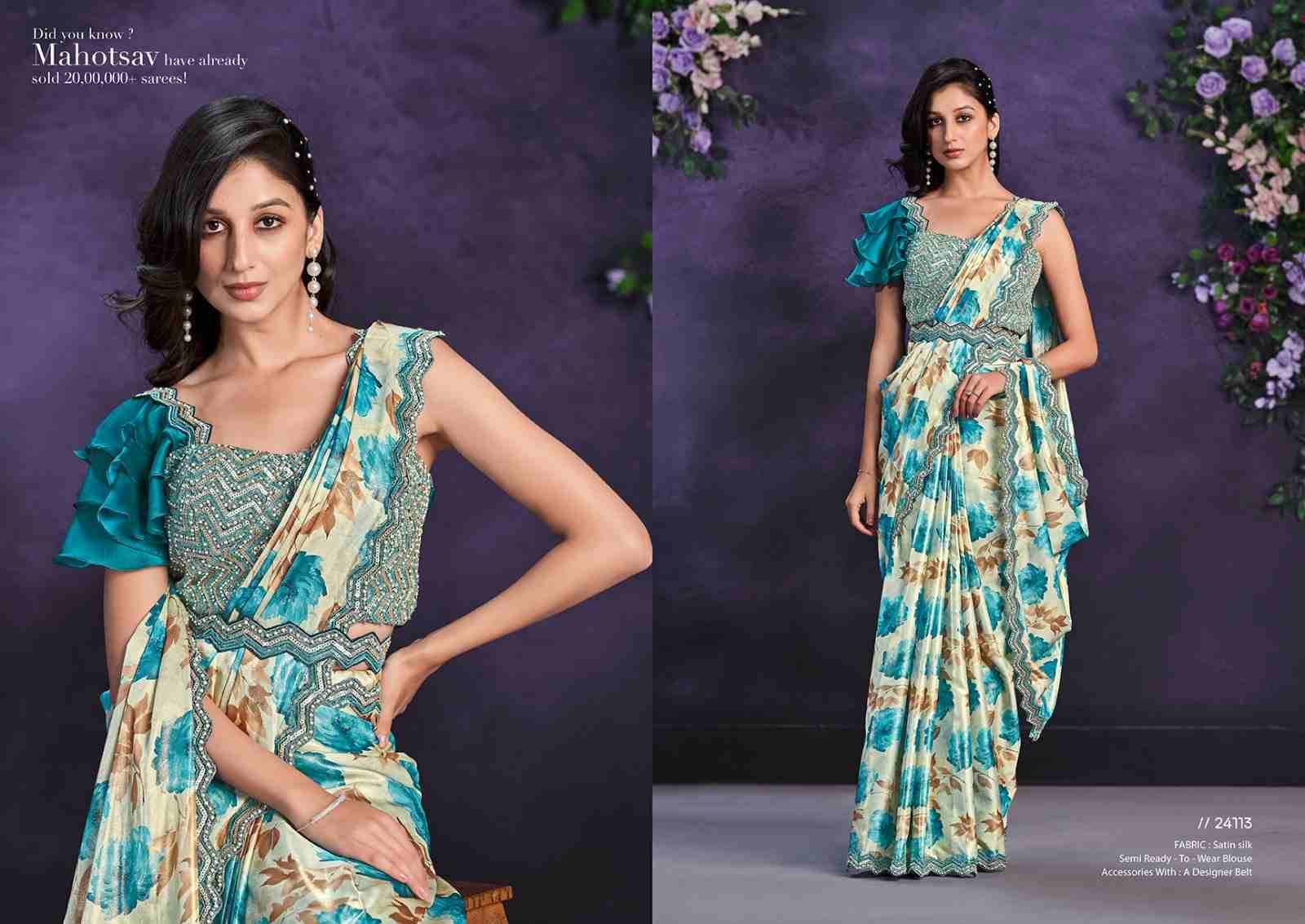 Riona By Mahotsav Creation 24102 To 24114 Series Indian Traditional Wear Collection Beautiful Stylish Fancy Colorful Party Wear & Occasional Wear Satin Silk Sarees At Wholesale Price