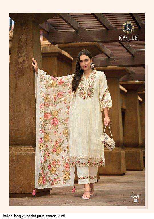 Ishq-E-Ibadat By Kailee 42651 To 42656 Series Beautiful Stylish Festive Suits Fancy Colorful Casual Wear & Ethnic Wear & Ready To Wear Pure Cotton Print Embroidered Dresses At Wholesale Price