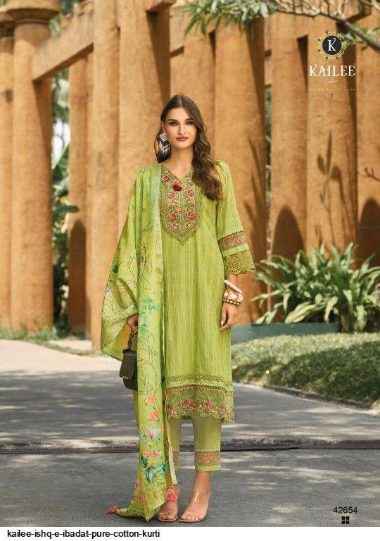 Ishq-E-Ibadat By Kailee 42651 To 42656 Series Beautiful Stylish Festive Suits Fancy Colorful Casual Wear & Ethnic Wear & Ready To Wear Pure Cotton Print Embroidered Dresses At Wholesale Price