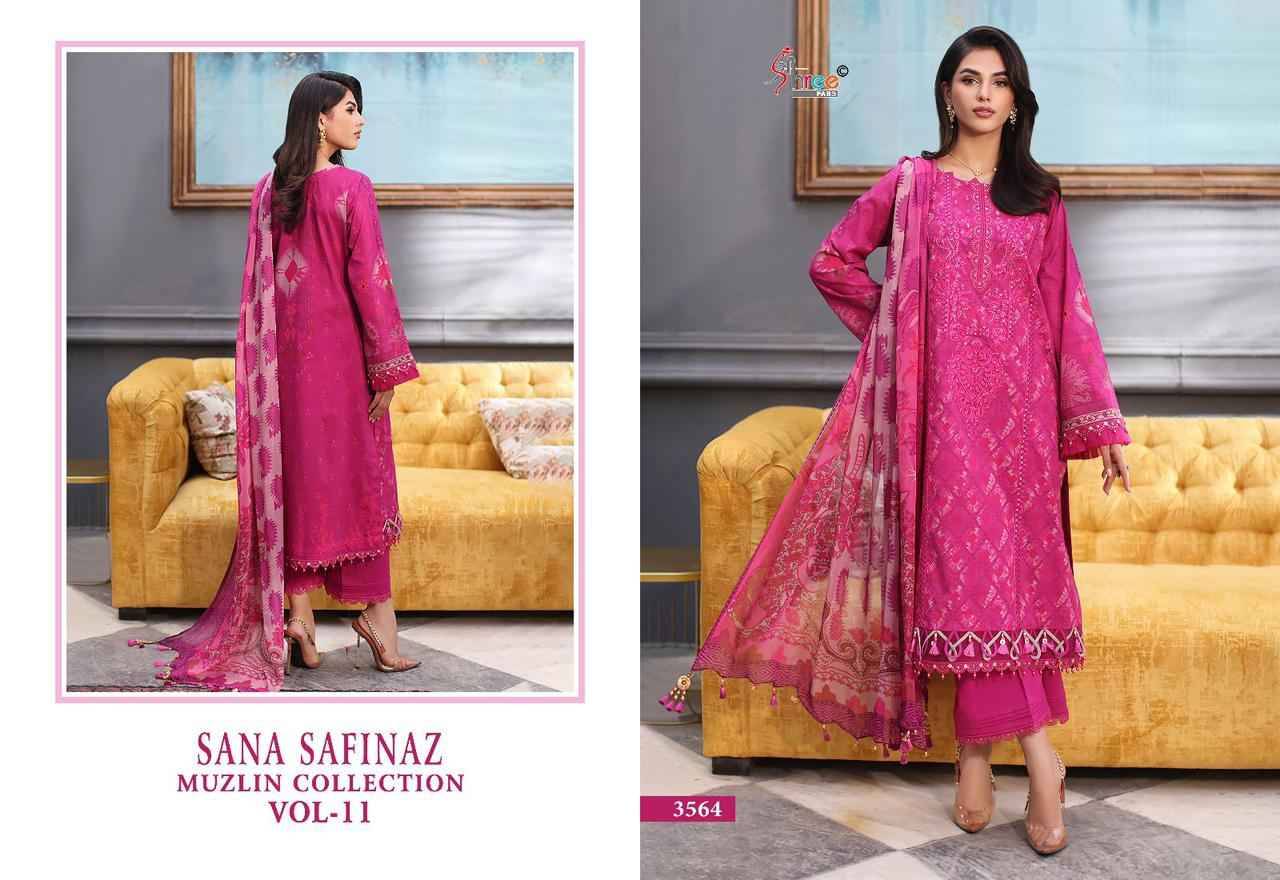 Sana Safinaz Muzlin Collection Vol-11 By Shree Fabs 3564 To 3568 Series Designer Pakistani Suits Beautiful Stylish Fancy Colorful Party Wear & Occasional Wear Pure Cotton Embroidered Dresses At Wholesale Price