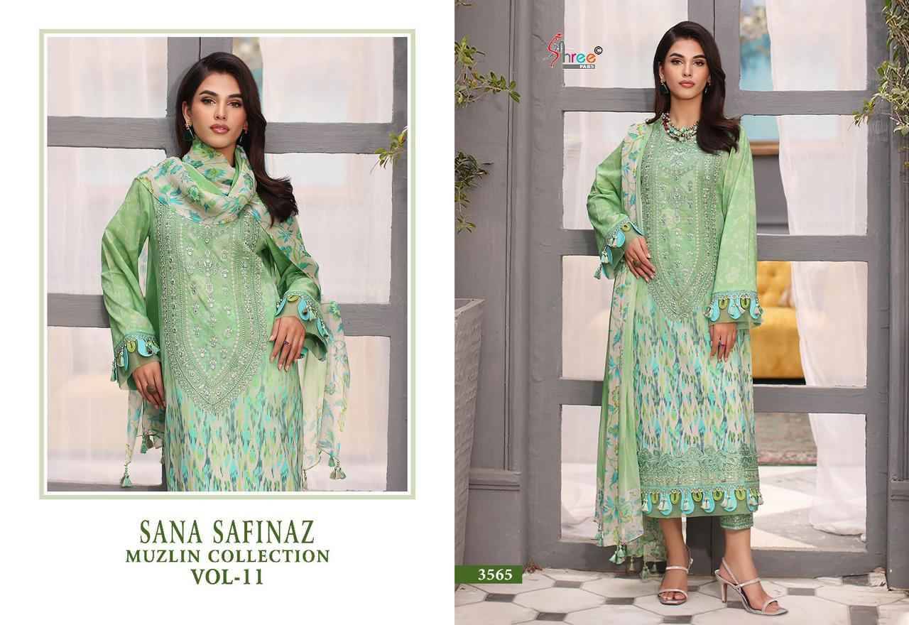 Sana Safinaz Muzlin Collection Vol-11 By Shree Fabs 3564 To 3568 Series Designer Pakistani Suits Beautiful Stylish Fancy Colorful Party Wear & Occasional Wear Pure Cotton Embroidered Dresses At Wholesale Price