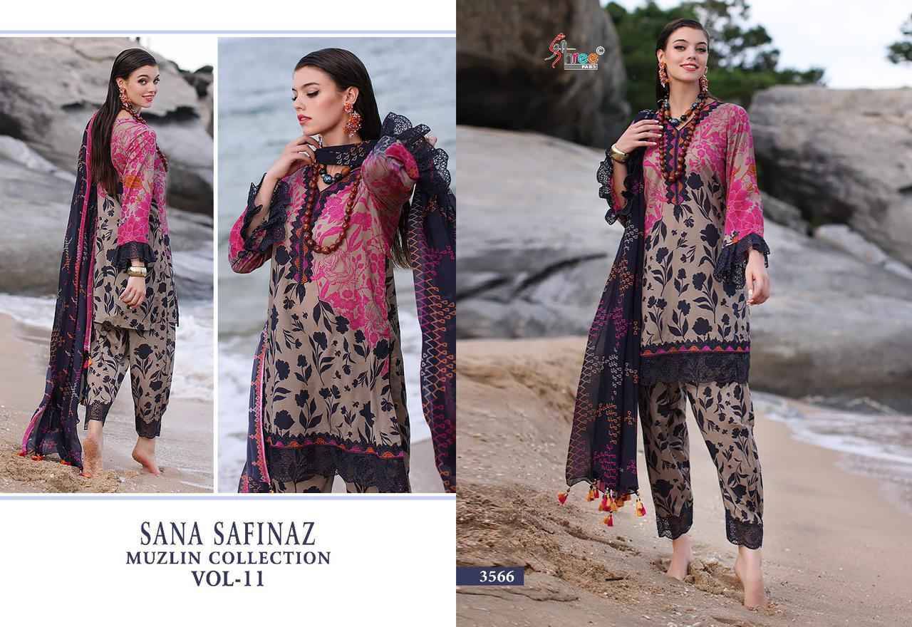 Sana Safinaz Muzlin Collection Vol-11 By Shree Fabs 3564 To 3568 Series Designer Pakistani Suits Beautiful Stylish Fancy Colorful Party Wear & Occasional Wear Pure Cotton Embroidered Dresses At Wholesale Price