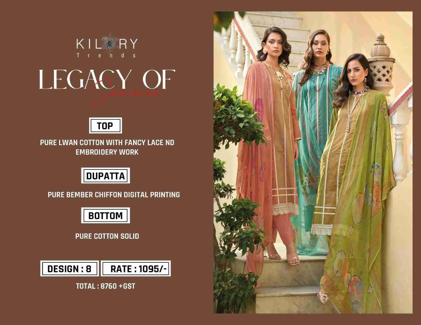 Legacy Of Summer By Kilory 981 To 988 Series Beautiful Festive Suits Colorful Stylish Fancy Casual Wear & Ethnic Wear Pure Lawn Cotton Dresses At Wholesale Price