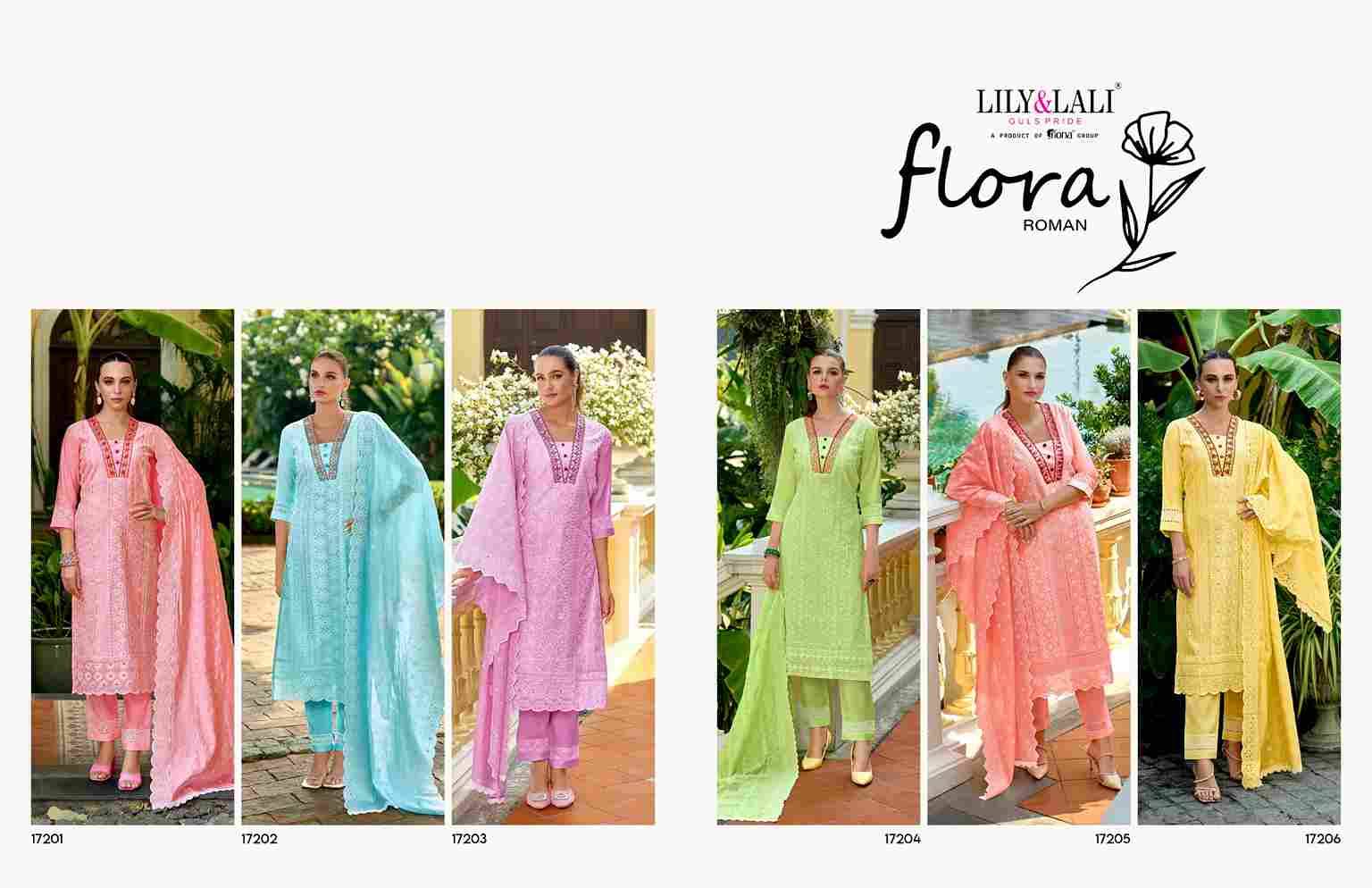 Flora Roman By Lily And Lali 17201 To 17206 Series Beautiful Sharara Suits Colorful Stylish Fancy Casual Wear & Ethnic Wear Roman Dresses At Wholesale Price