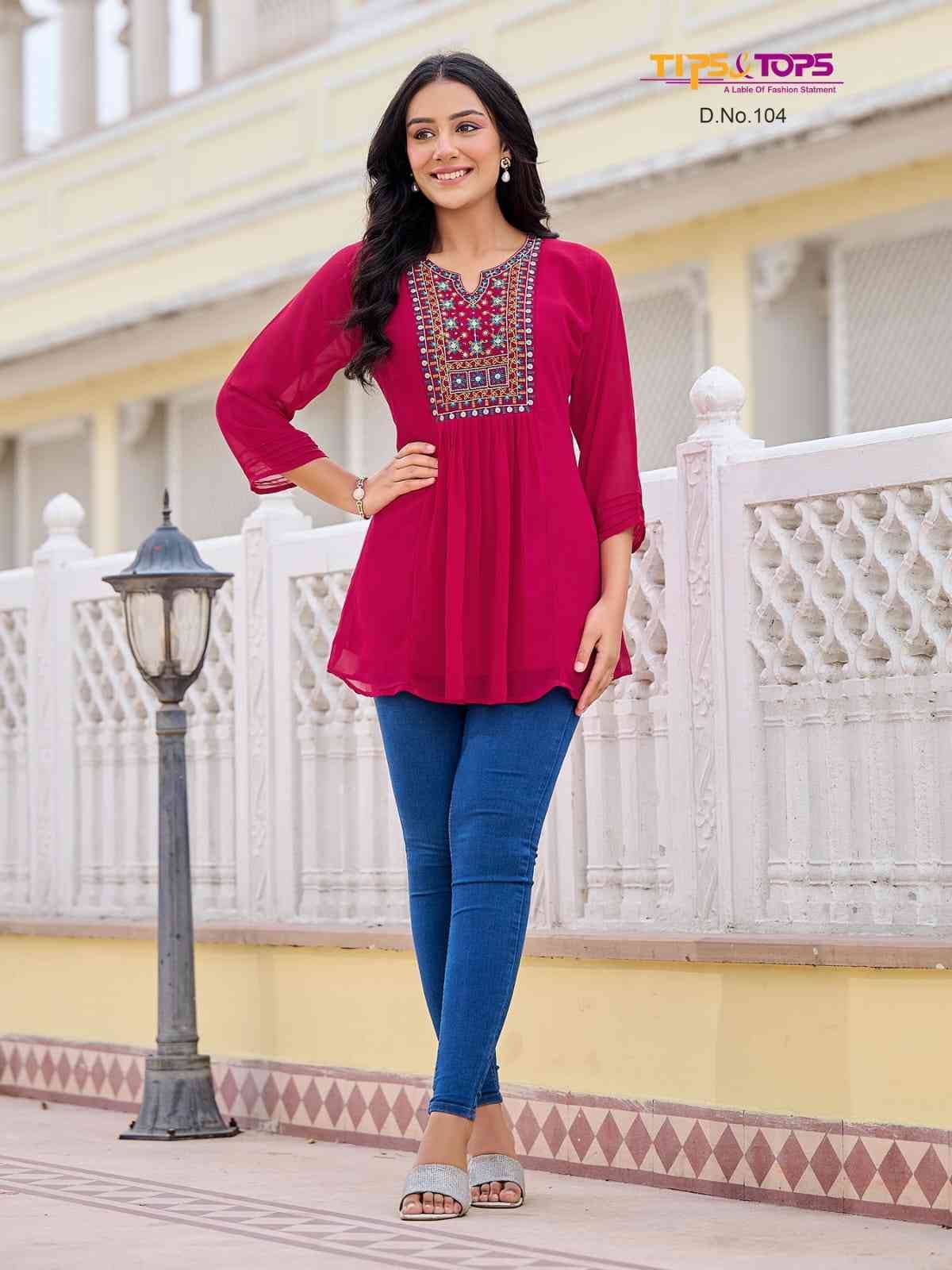 Glamour Vol-1 By Tips And Tops 101 To 106 Series Designer Stylish Fancy Colorful Beautiful Party Wear & Ethnic Wear Collection Heavy Georgette Tops At Wholesale Price