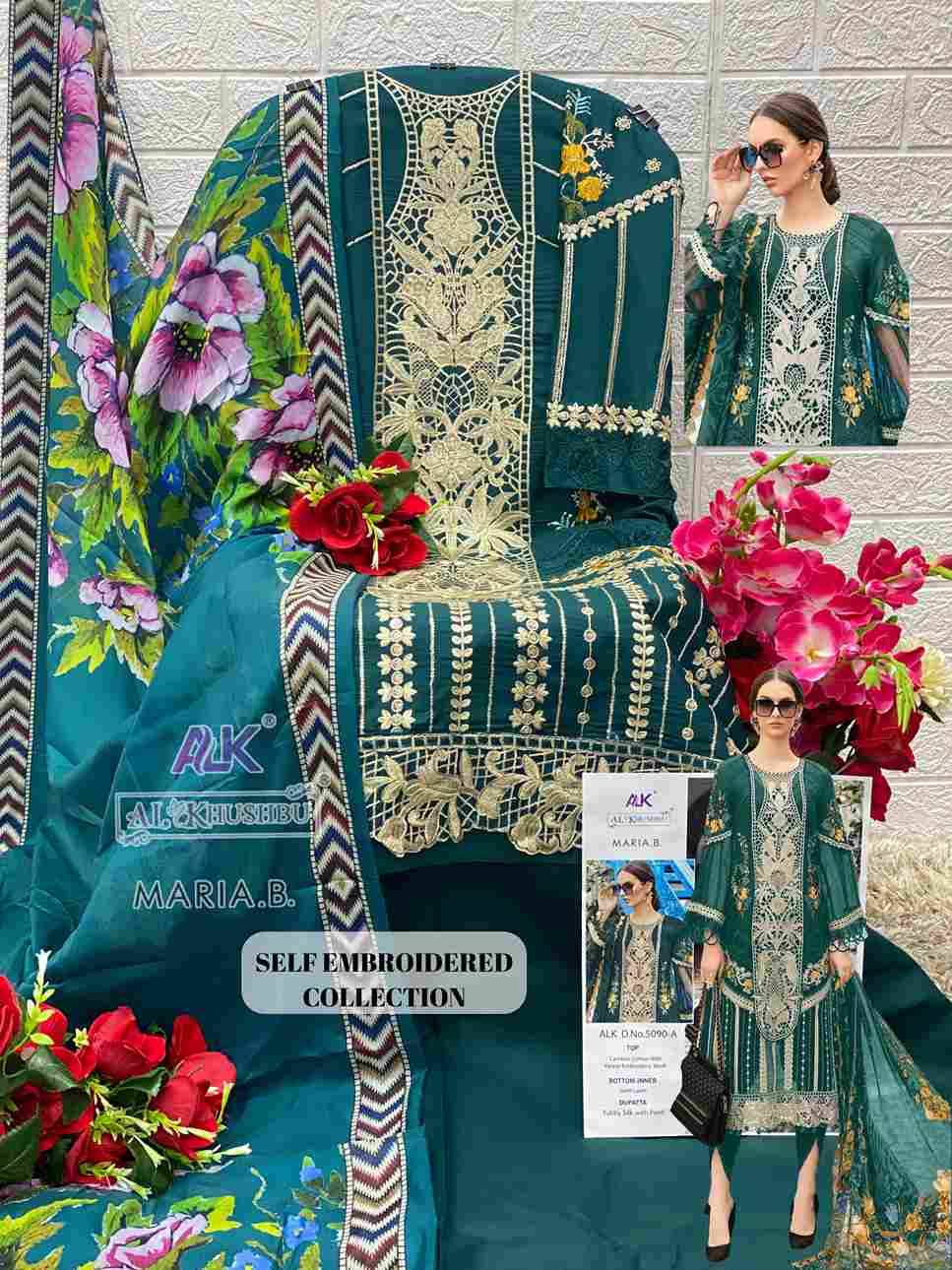 Maria.B. By Al Khushbu 5090-A To 5090-D Series Beautiful Pakistani Suits Stylish Fancy Colorful Party Wear & Occasional Wear Cambric Cotton With Embroidery Dresses At Wholesale Price