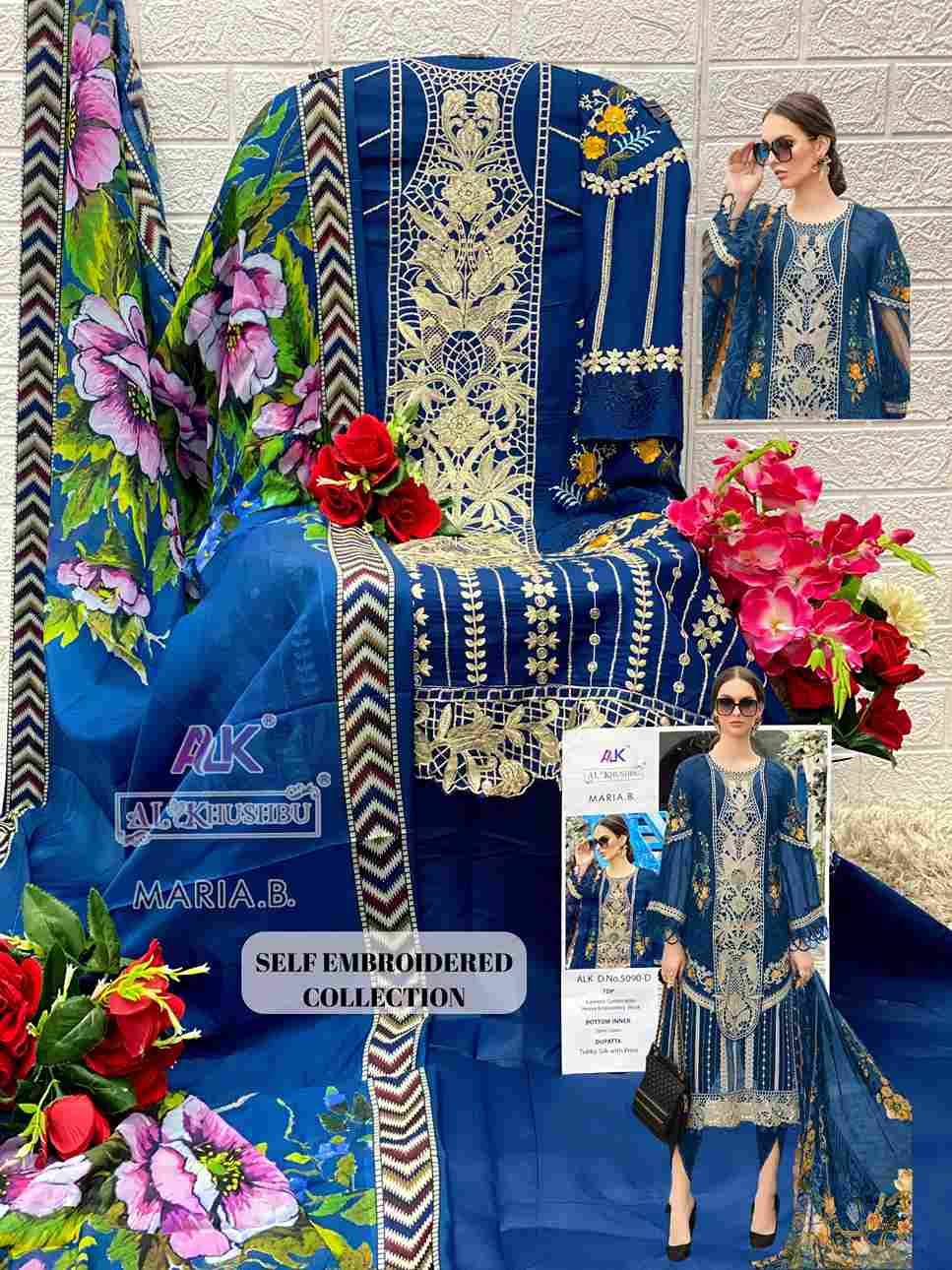 Maria.B. By Al Khushbu 5090-A To 5090-D Series Beautiful Pakistani Suits Stylish Fancy Colorful Party Wear & Occasional Wear Cambric Cotton With Embroidery Dresses At Wholesale Price