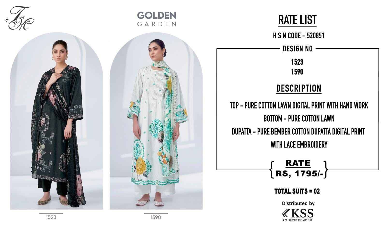 Golden Garden By T And M Designer Studio Beautiful Festive Suits Colorful Stylish Fancy Casual Wear & Ethnic Wear Pure Cotton Lawn Print Dresses At Wholesale Price